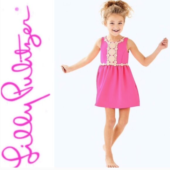 Lilly Pulitzer Girls Baylee Fit & Flare Dress in Pink Sunset Size X-Large NWT - Picture 1 of 8